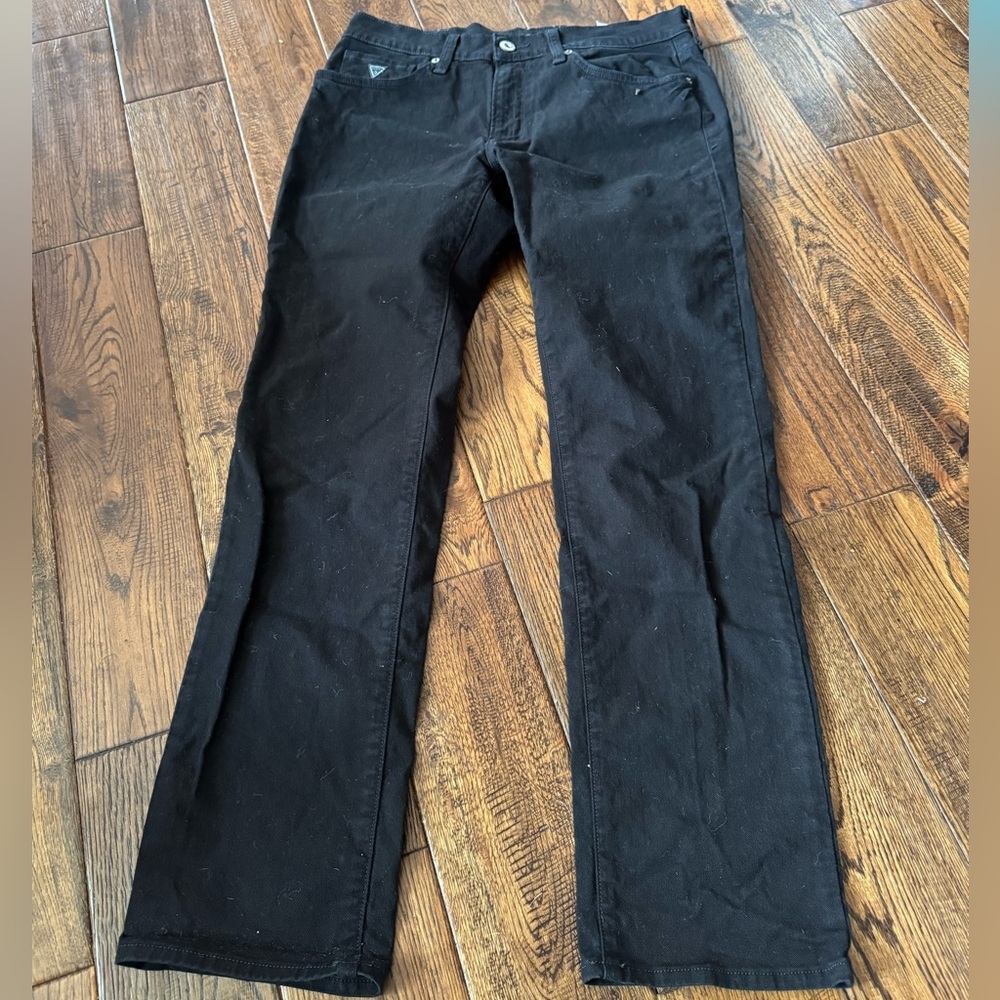 Guess Lincoln Slim Straight Black Denim Jeans Size 34